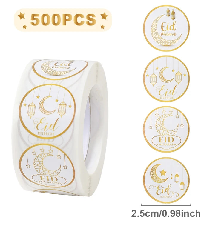 EID Mubarak Stickers Ramadan Decoration 2025 For Favor Gifts Label Ramadan Kareem Islamic Muslim Party Eid Al Adha Gifts
