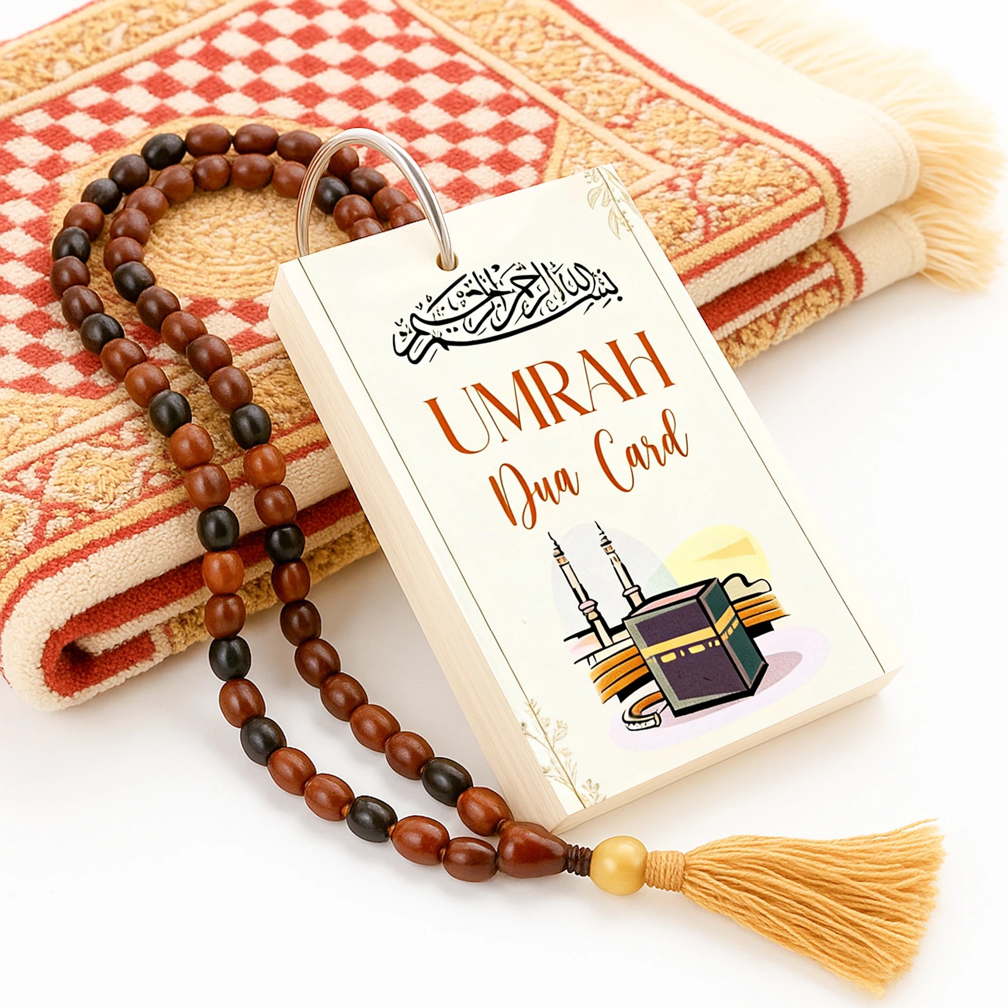 21pcs Portable Umrah Dua Islamic Cards Set Ring(With Ring) Arabic Duas English Meaning Ramadan Gift for Hajj Umrah Daily Worship