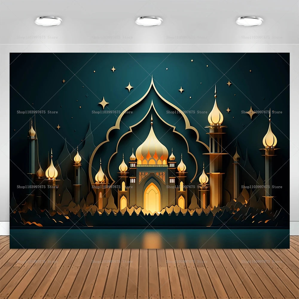 Eid Mubarak Backdrop Decorations Ramadan Background Banner for Home Islamic Muslim Eid Al-fitr Party Decor Supplies Photo Studio