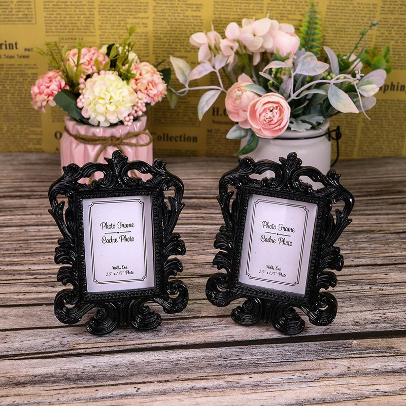 100pcs Ornate Baroque Style Photo Picture Frame, Wedding Party Table & Wall Card Holder Gift – Gold, Black, or White