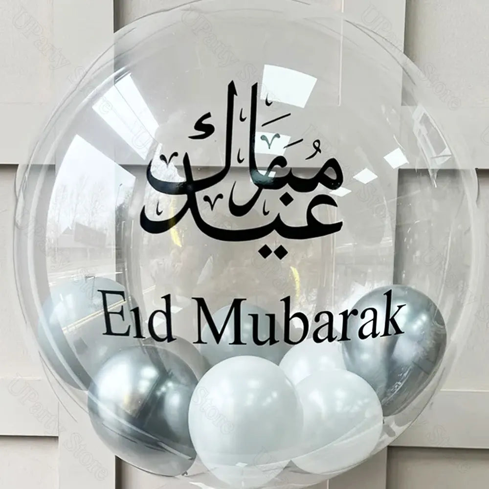 Eid Mubarak Vinyl Stickers for Clear Balloons Custom DIY Personalized Eid Mubarak Balloons for Hajj Umrah Mubarak Decor Favor