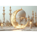 Eid Mubarak Backdrop Islamic Mosque Ramadan Aladdin Moroccan Golden Moon Lantern 2026Muslim Kareem Al Fitr Festival Photo Banner