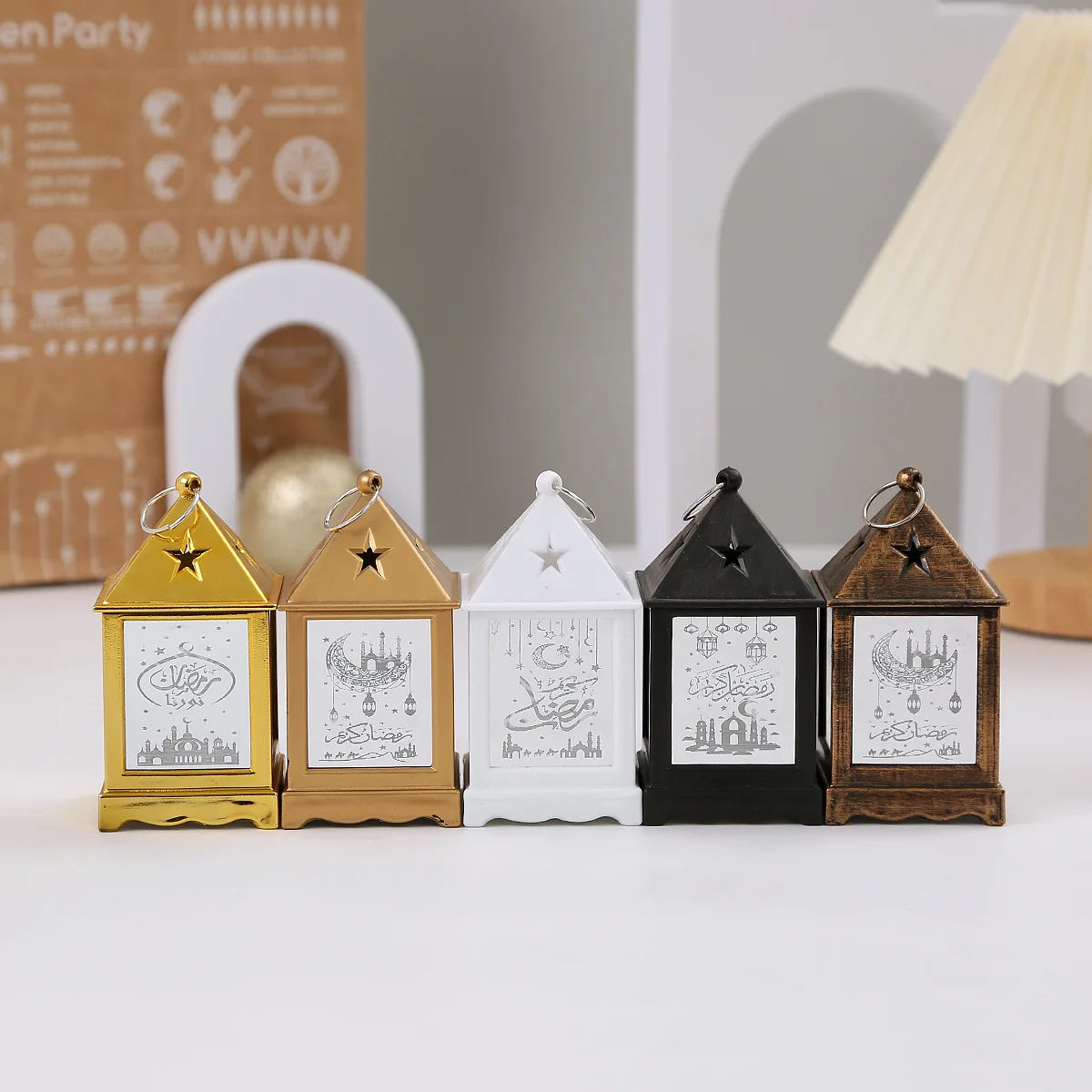 2025 Eid Mubarak Wind Lantern Ornaments Ramadan Led Portable Lamp Eid Al Adha Gifts Muslim Gurbang Ramadan Decoration for Home