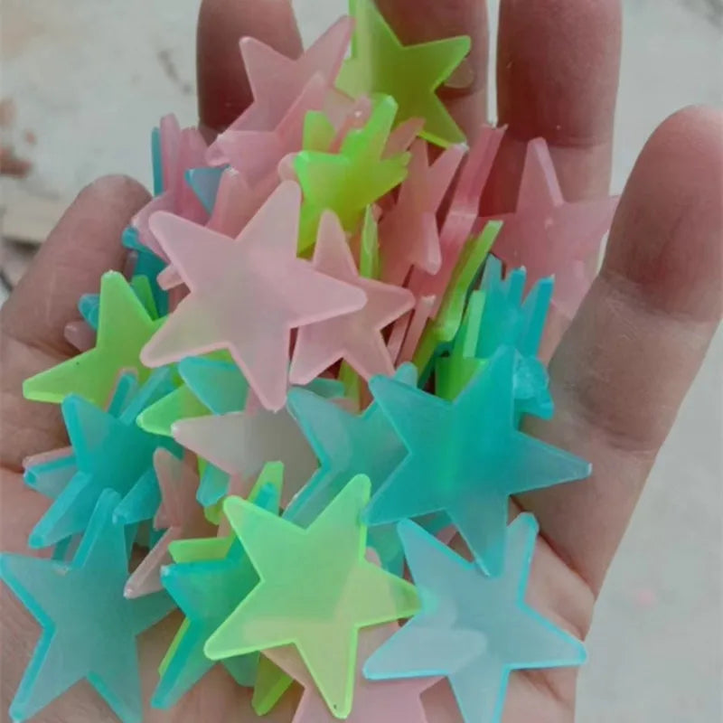 100/50/3pcs Glow In The Dark 3D Star Moon Wall Stickers Glow Sticker Christmas New Year Bedroom Ceilings Decor Glow Wall Sticker