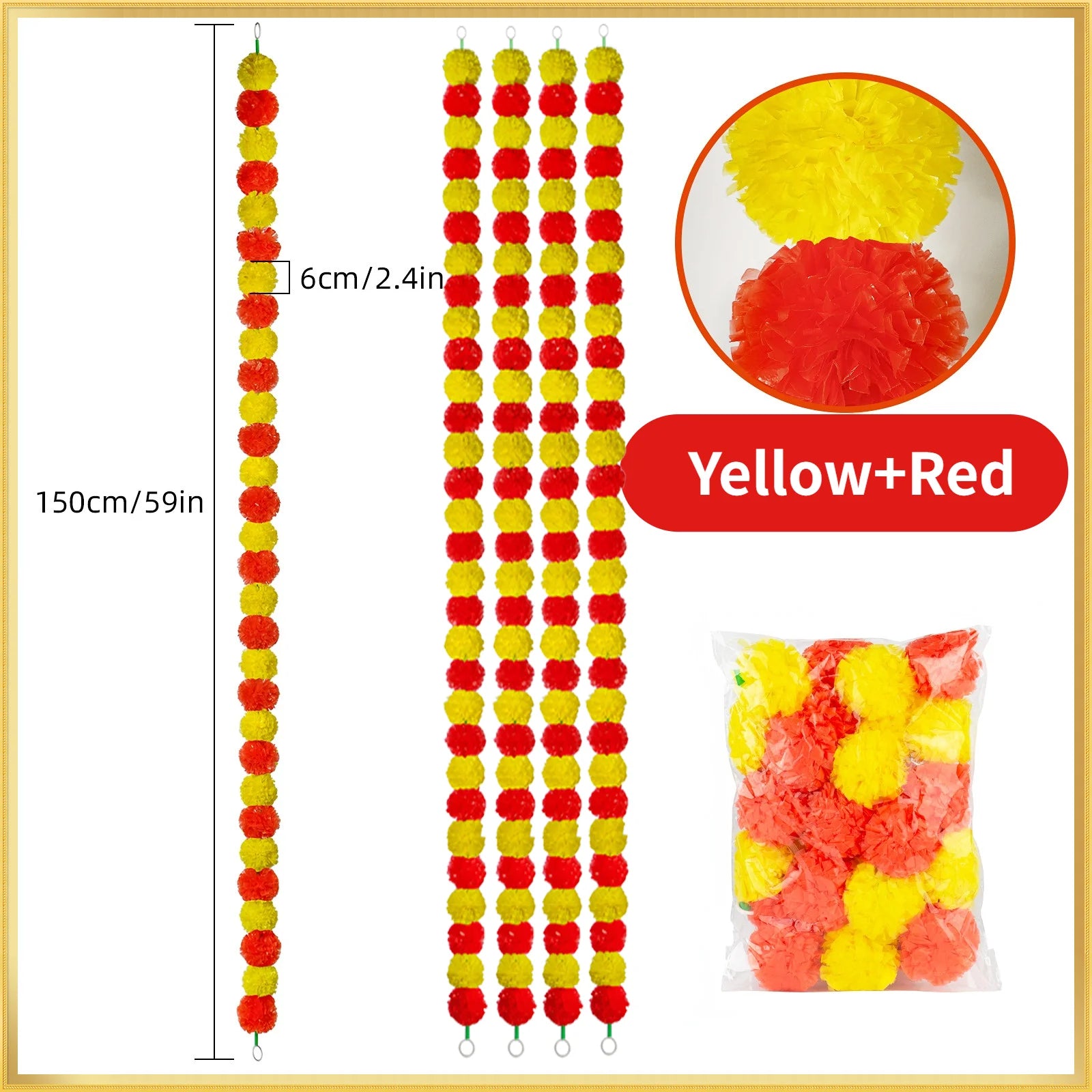 5-50 PCS Marigold Garland Wedding Marigold Flower Garlands for Prayer Fest Calendula Garland Indian Decor Garlands Wedding