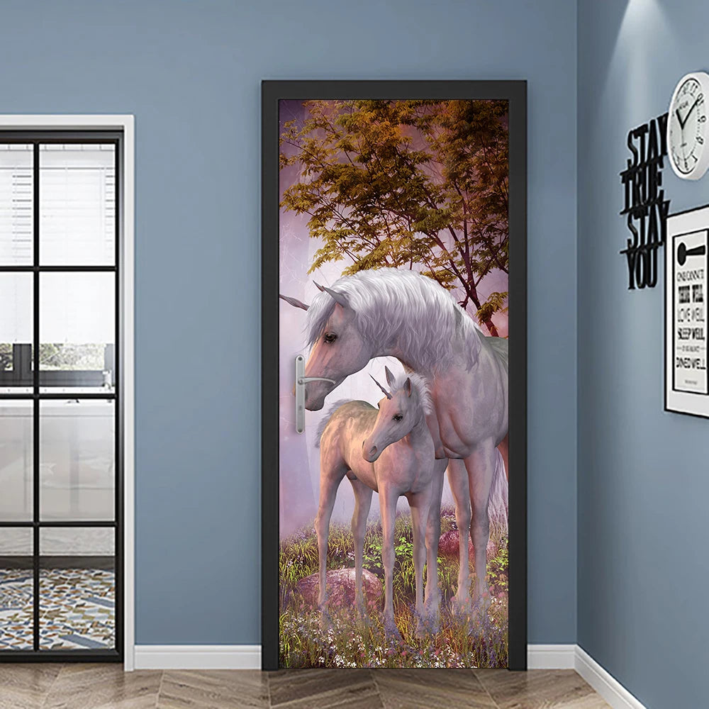 Medieval Stone Hutongs DIY Door Wall Sticker Home Decor Living Room Children Room Bedroom Art Mural Self-adhesive PVC Wallpaper