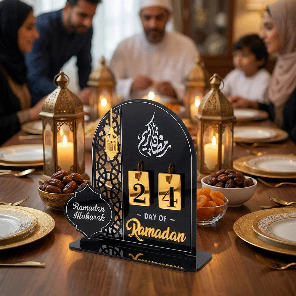 DIY Ramadan Advent Calendar Acrylic Eid Mubarak Countdown Calendar Table Decor for Arabic Muslim Islamic Ramadan Decoration 2026
