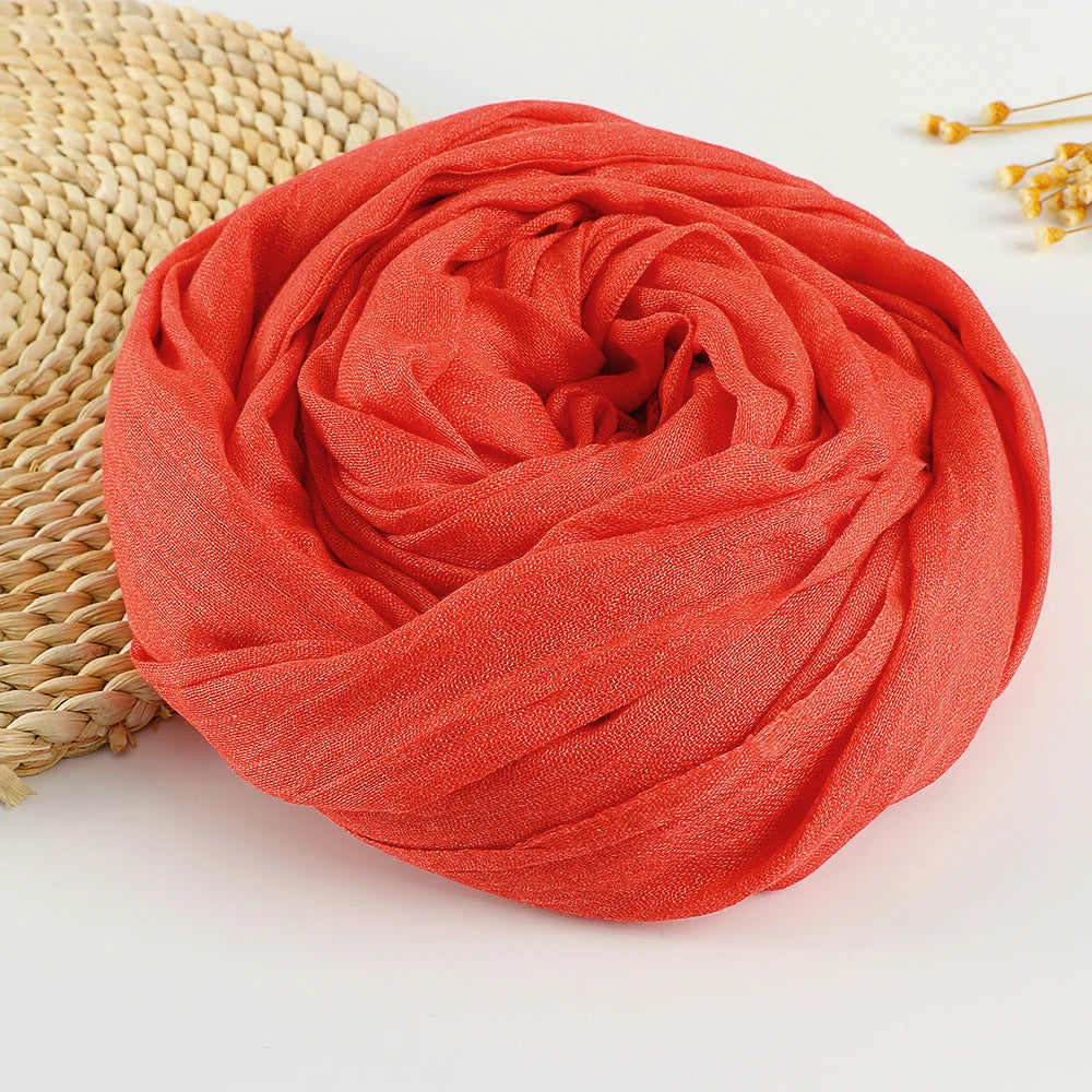 Solid Cotton Linen Hijabs Scarf Women Maxi Muslim Plain Frayed Scarf Shawls Wraps Headwear Oversize Pashmina Headscarf Headband