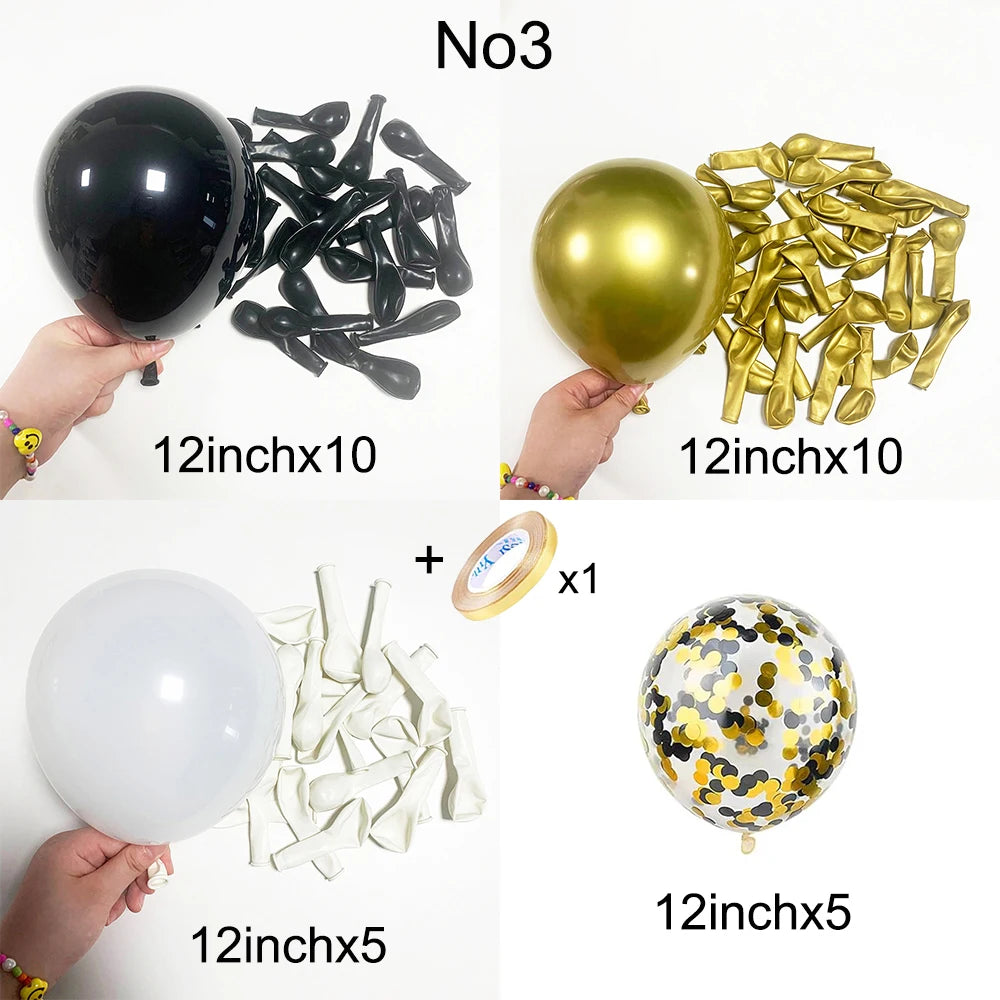 12inch Black Metallic Gold Latex Balloon Set Black Gold Confetti Balloon Graduation Globos Birthday Party Baby Shower Decoration