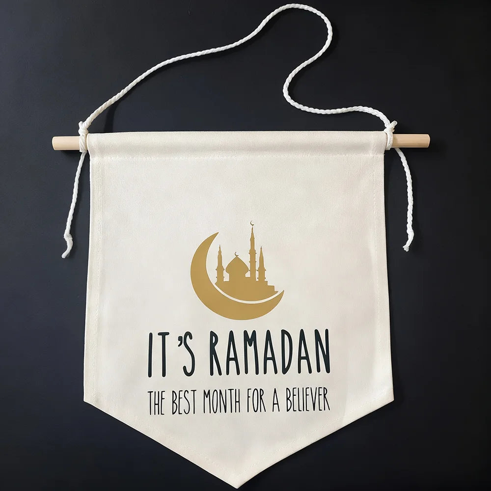It’s Ramadan Canvas Banner for eid mubarak home wall Door decoration Muslim Islamic Kareem Ramadan decoration Sign family gift