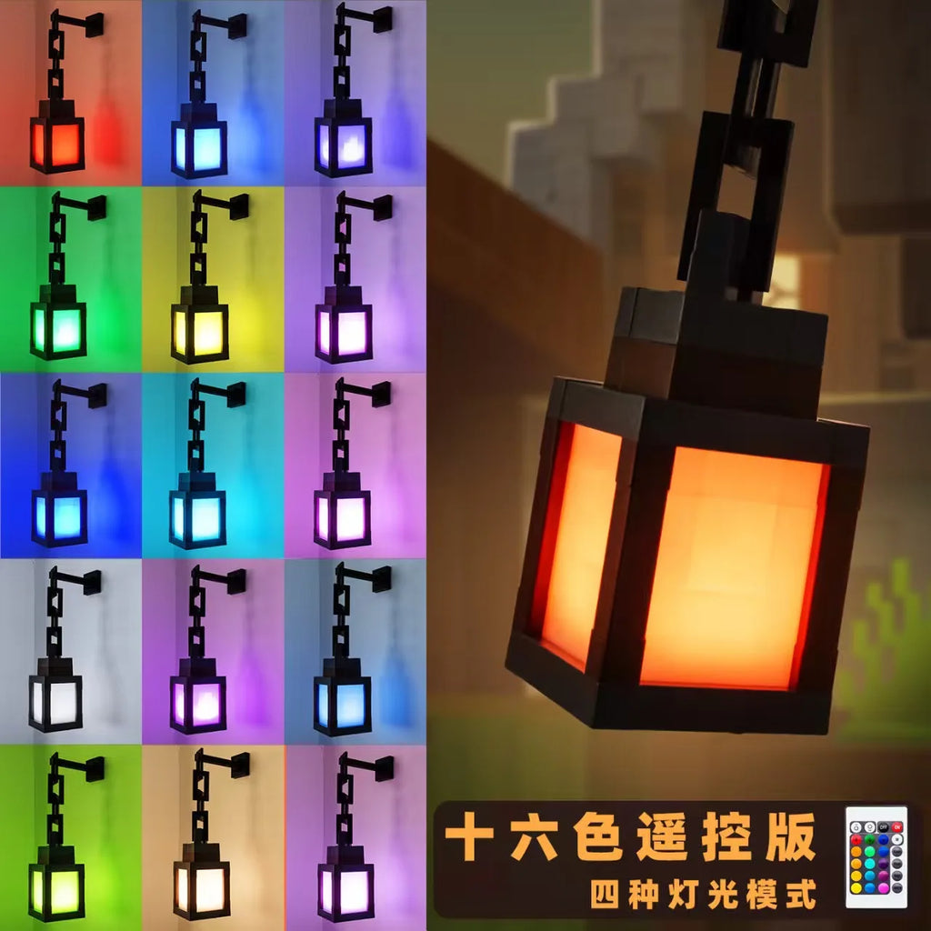 Luminous Lantern Nightlight Rechargeable Game Pixel Light Surrounding Children's Bedroom Atmosphere Light Home Decor Ornament