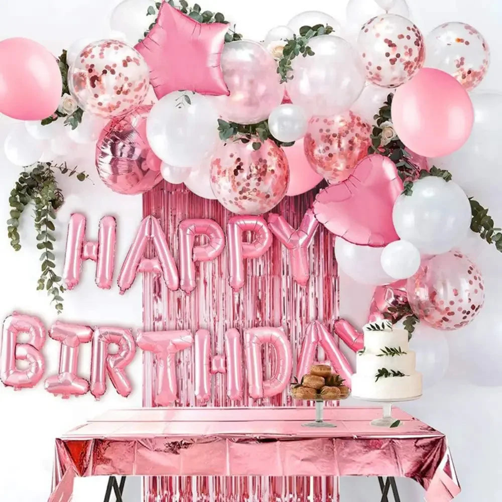 25pcs/set Happy Birthday Balloons Set Foil Letter Balloon Garland Bunting Banners Kids Birthday Party Babay Shower Decoration