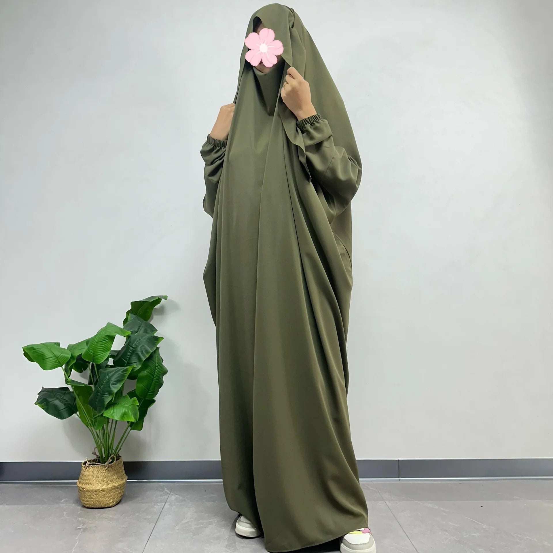 Ramadan One Piece Prayer Abaya Hooded Dress Kaftan Muslim Women Robe Hijab Dress Robe Solid Color Islam Dubai Turkey Clothes