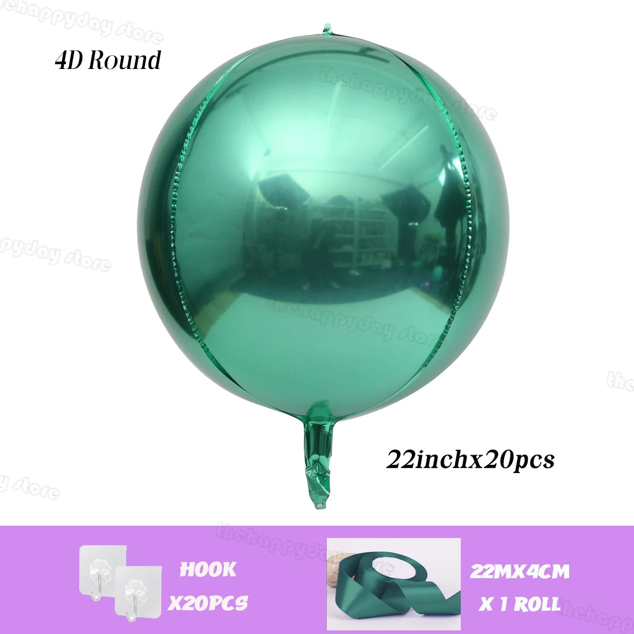 20/10Pcs Hanging 4D Round Foil Balloons 22in Dark Green 4D Round Balloon for Wedding Birthday Xmas Party Helium Air Globos Decor