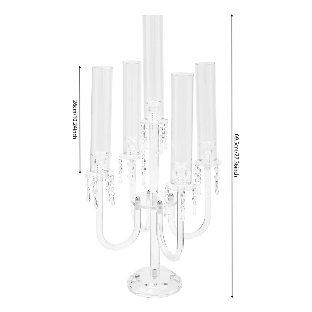 4PCS 4+1 Arms Acrylic Candle Holders  Candelabra Wedding Table Centerpieces Flower Stands Party Candlesticks Decoration