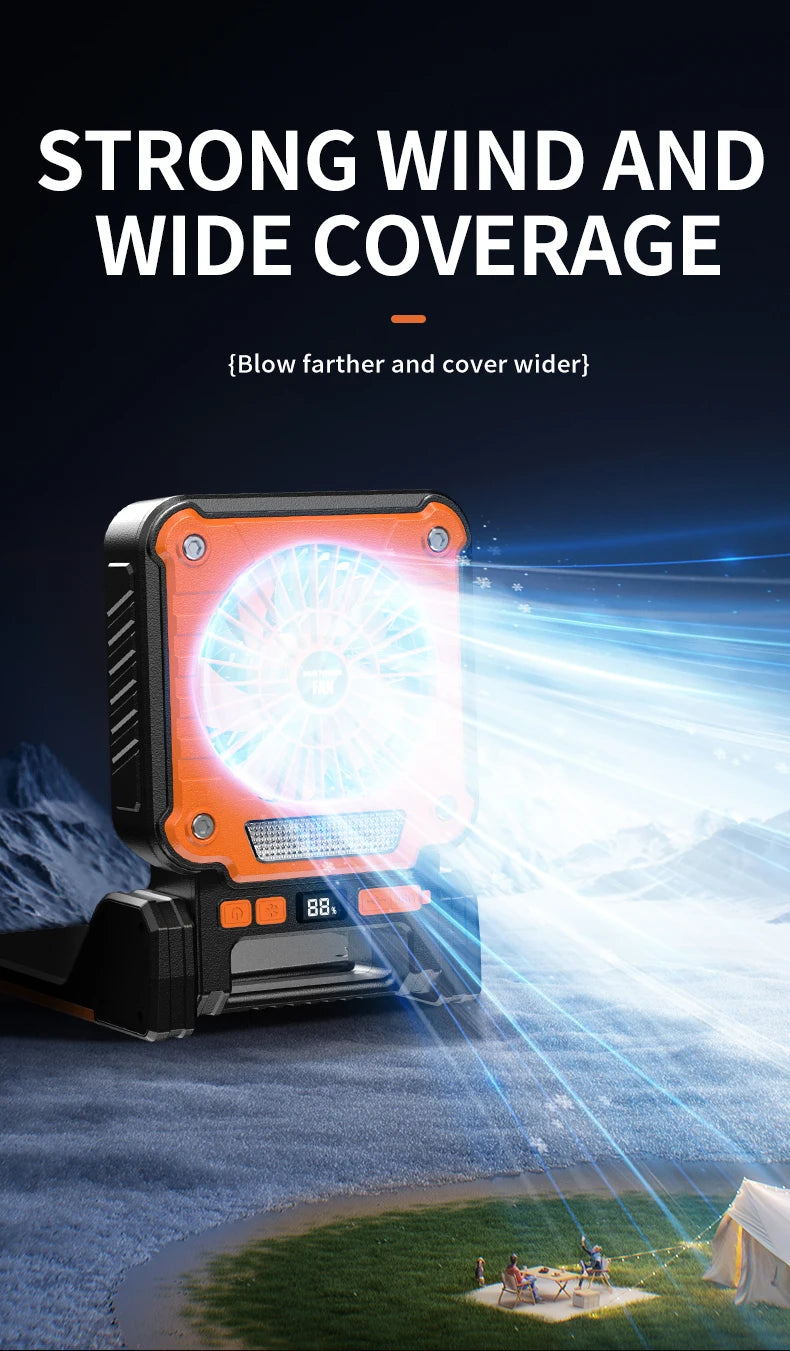 Outdoor Solar Fan Light 8 Hours Battery Foldable Tent Lantern Portable Multifunctional Camping Light Cross Border New