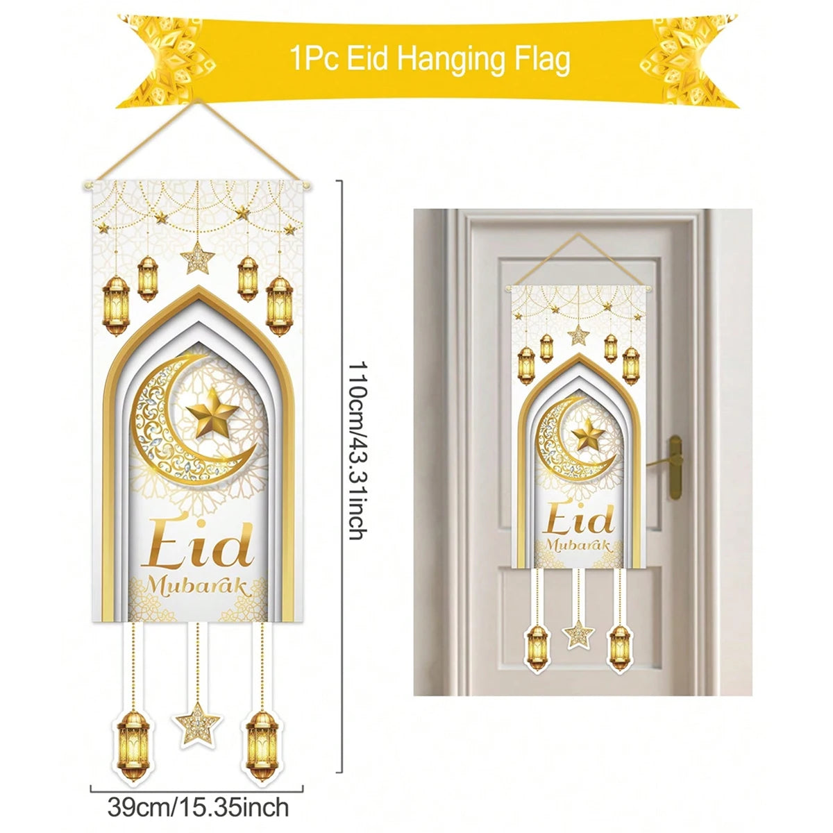 Eid Mubarak Decoration Hanging Flag Eid Mubarak Decor 2025 for Home Islamic Muslim Party Decor Ramadan Kareem Eid Al-Fitr Gift