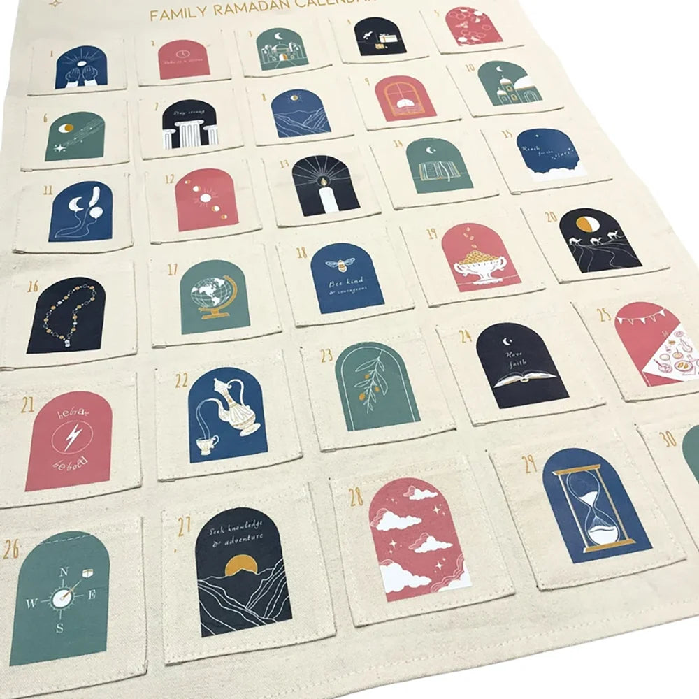 Personalised Ramadan Countdown Advent Calendar Banner Bag Muslim Islamic Kareem Eid Keepsake Family Kid Gift Home Door Decor