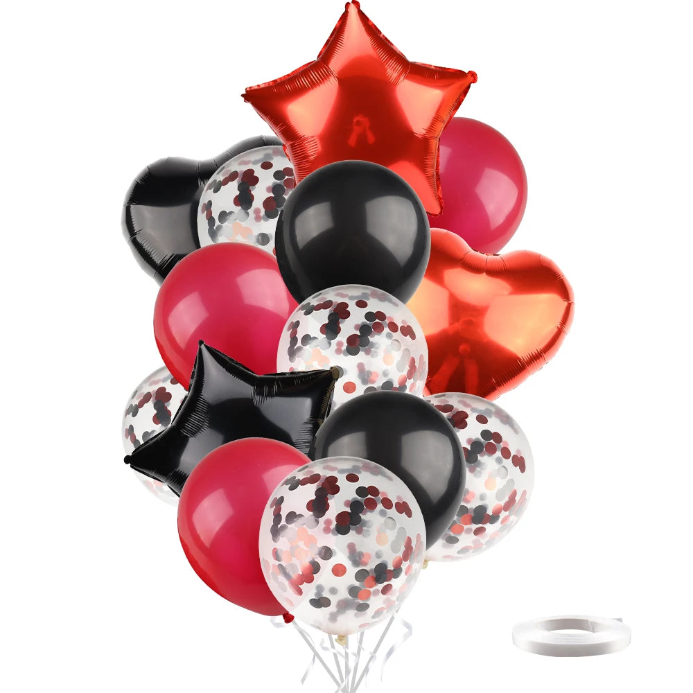 Heart Star Balloon Metallic Balloons 14pcs Gold Red Blue Pink Confetti Baloon Set For Happy Birthday Baby Shower Wedding Globos