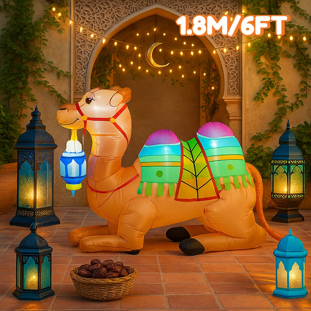 Ramadan Eid Mubarak Inflatable Decorations with LED Lights Muslim Islamic Holiday DIY Party Supplies  Outdoor Yard Ornament