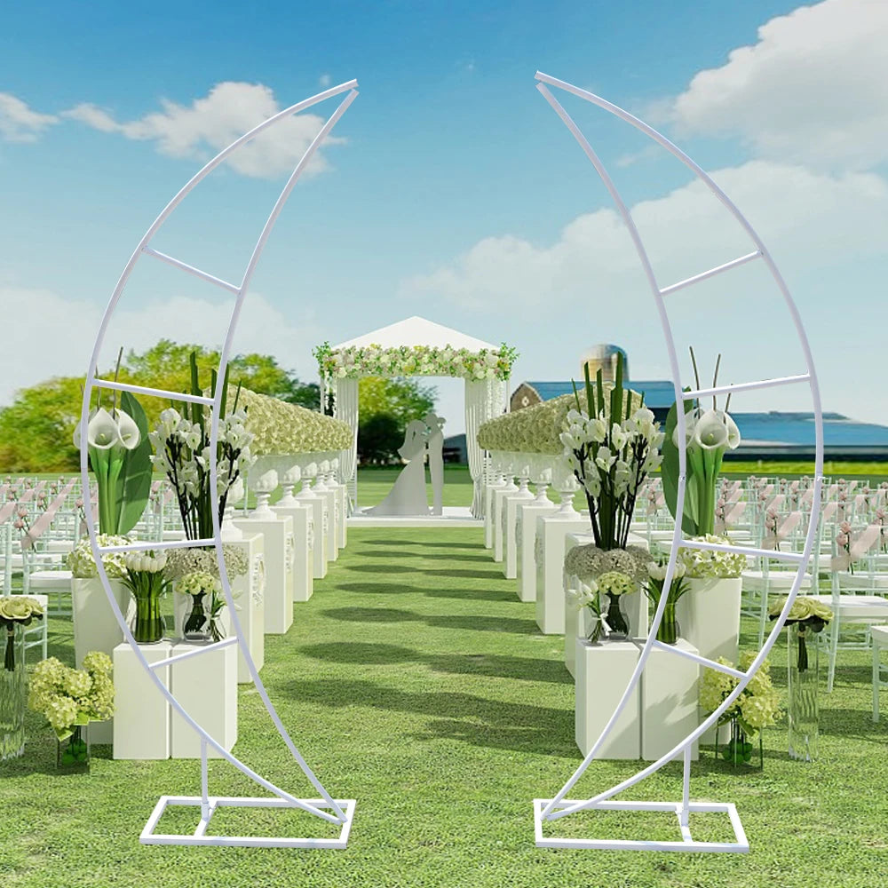 79" White Metal Crescent Moon Wedding Arch 2PCS DLY Decor Framework Iron For Wedding Party Stand