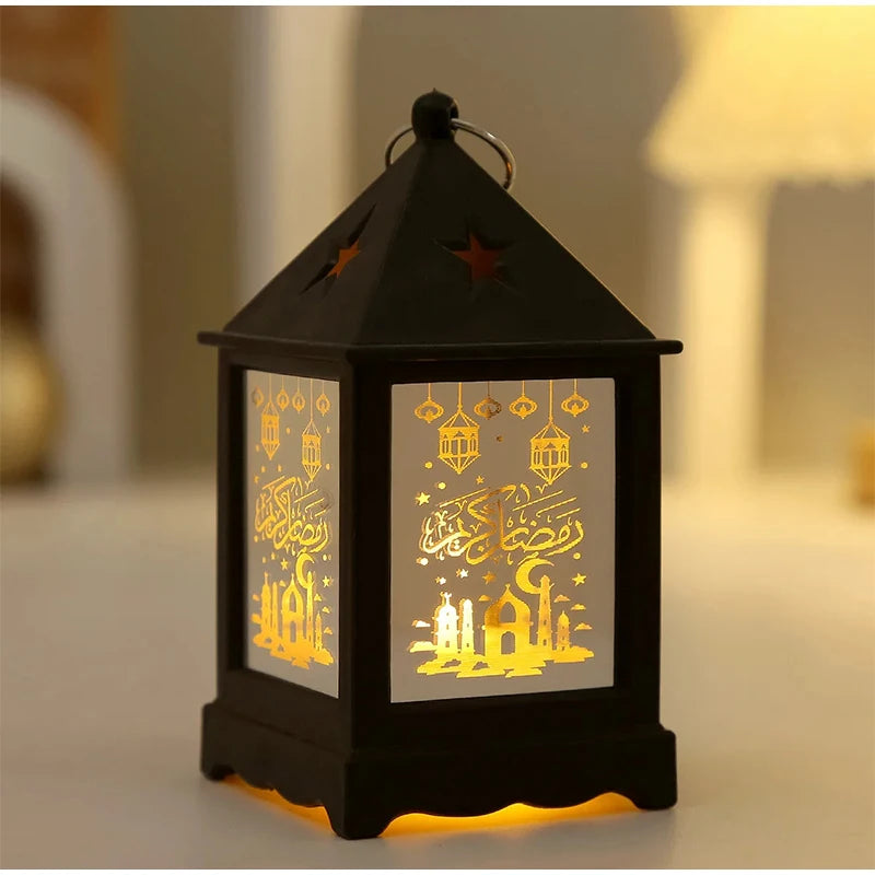Eid Mubarak LED Lantern Ramadan Decoratives Creative Lamp with Moon Star Design Muslim Festival Party Modern Home Decor Gift