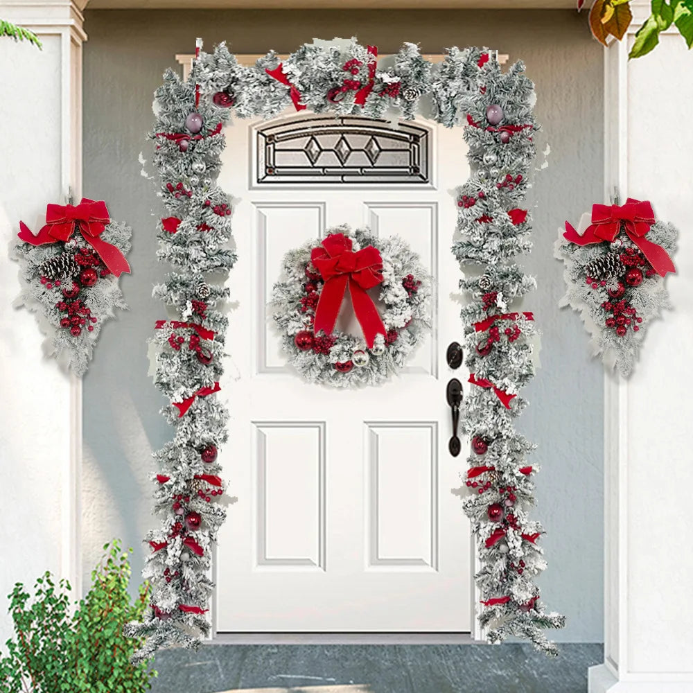2024 front door Christmas wreath decoration upside down tree vine Christmas door and window decoration supplies