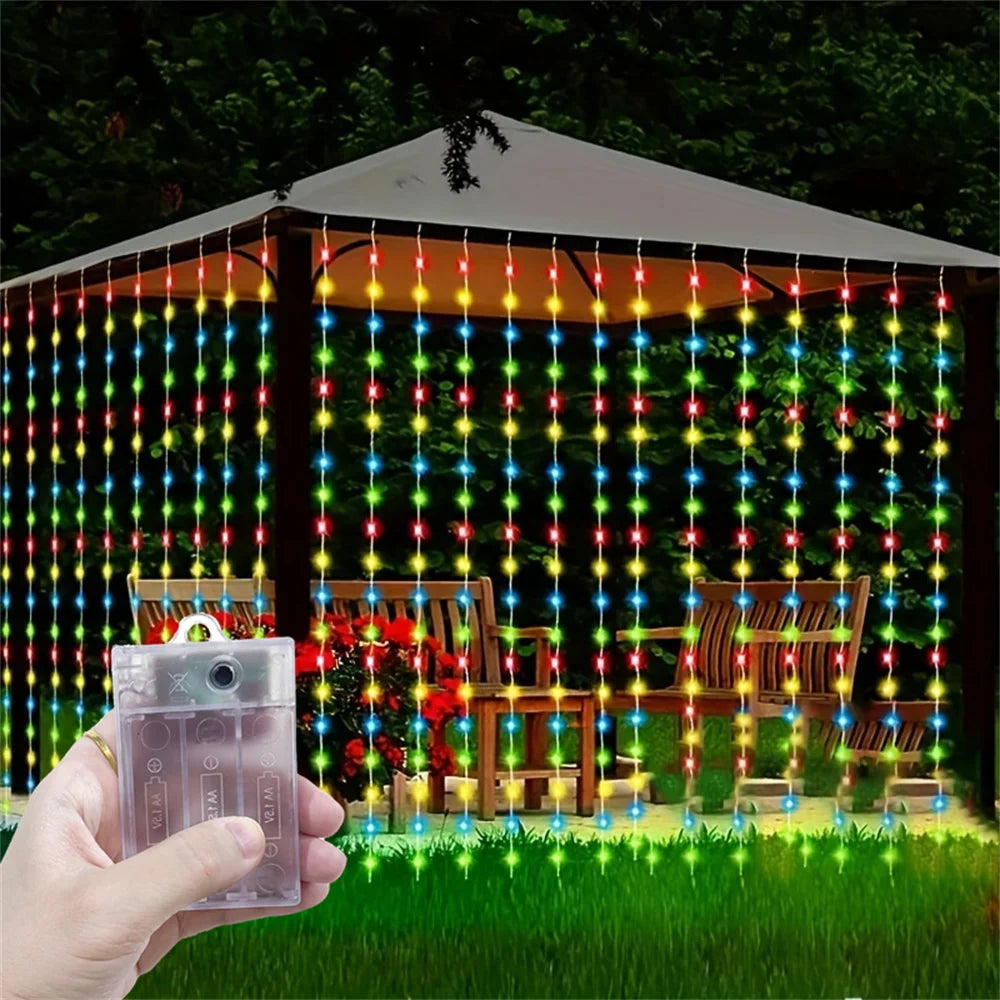 Valentine's Day Outdoor Decor LED Curtain String Light 2026 Ramadan Decoration for Home Fairy Battery Power Eid Mubarak Wedding