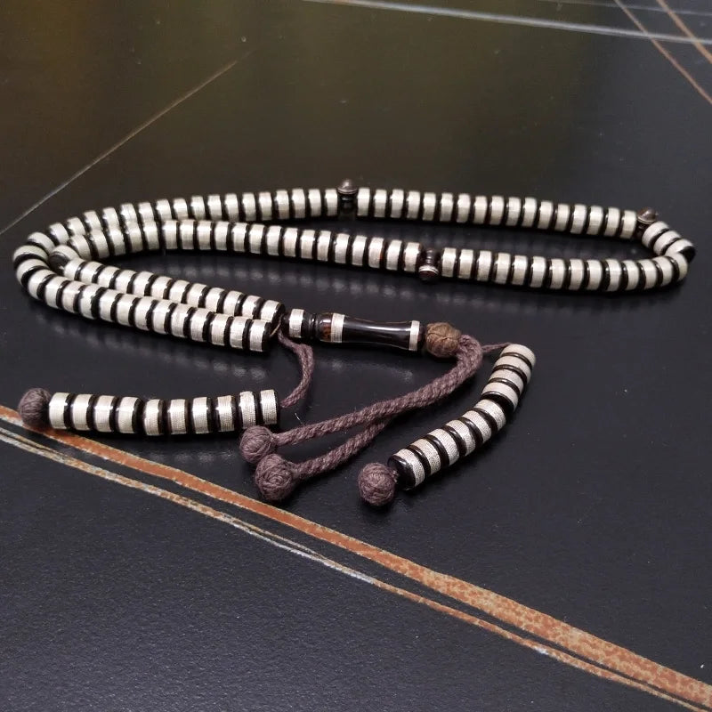Tasbih 100beads kuka inlay Silver Handmade Collectible luxurious misbaha Bracelet muslim Ramadan eid gift