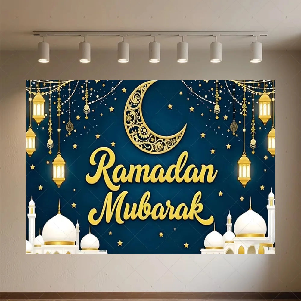 Background of The Moon Mosque Themed Party During Eid Fitr, Islamic Muslim Karim Ramadan Party Decoration Photography Background