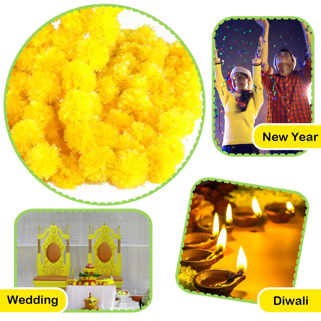5-50 PCS Marigold Garland Wedding Marigold Flower Garlands for Prayer Fest Calendula Garland Indian Decor Garlands Wedding