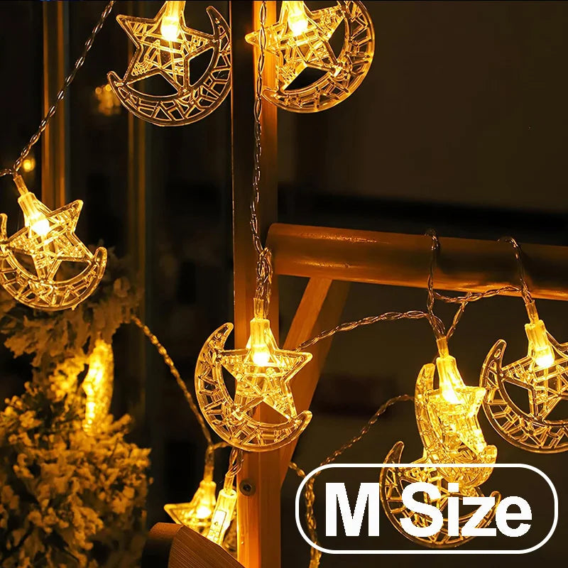 LED Moon & Star String Lights – Eid Ramadan Home Decoration