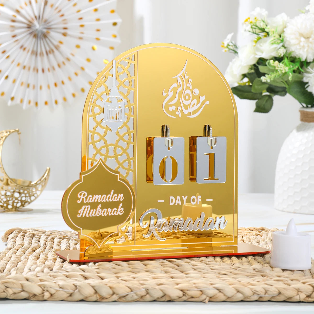 Ramadan Kareem Countdown Calendar Ornament Eid Mubarak Decoration 2025 For Home Muslim Islamic Festival Eid Al-Fitr Party Favors