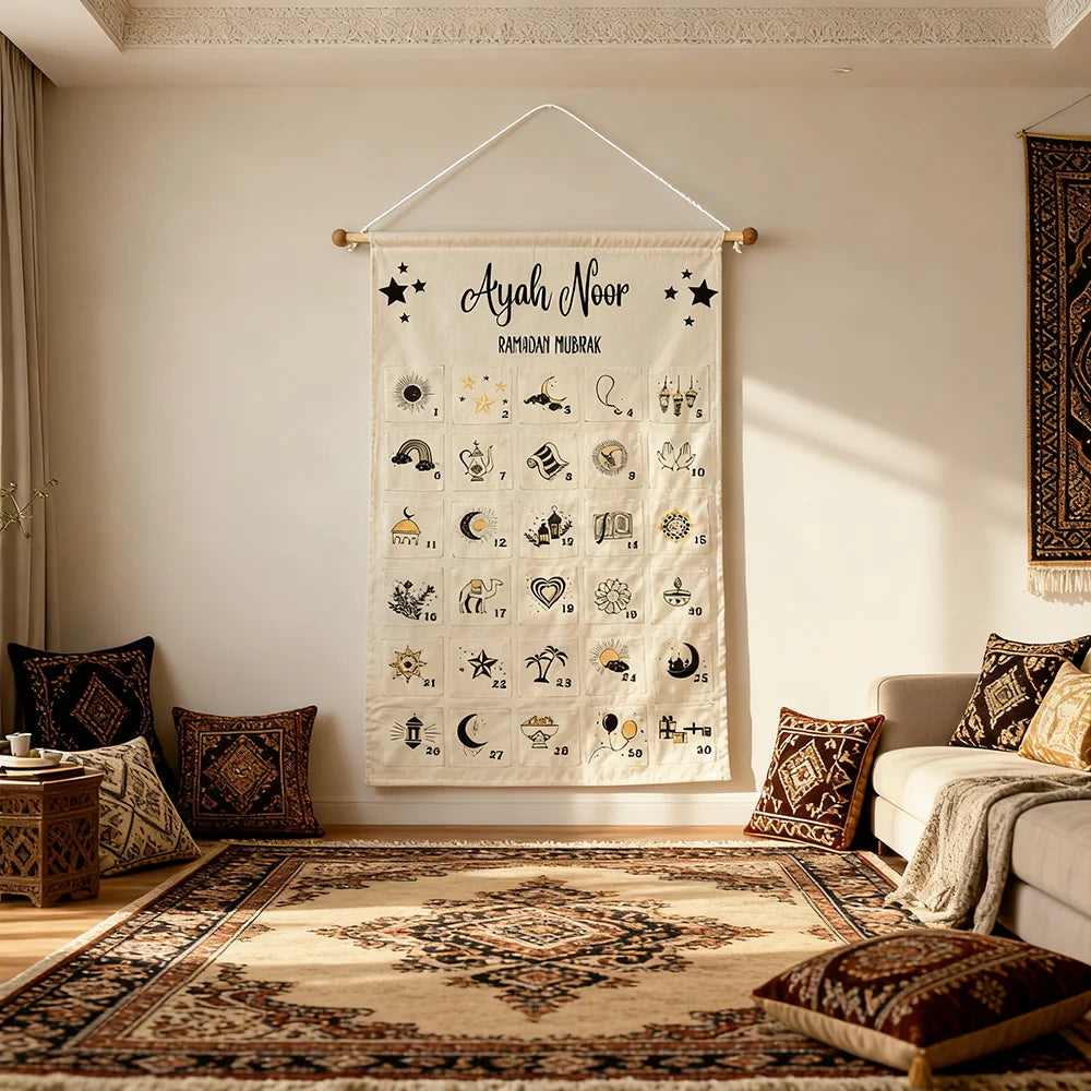 personalized Ramadan 30 day Advent Calendar custom eid gift for Muslim Islamic kid boy girl eid Wall Hanging Home decoration