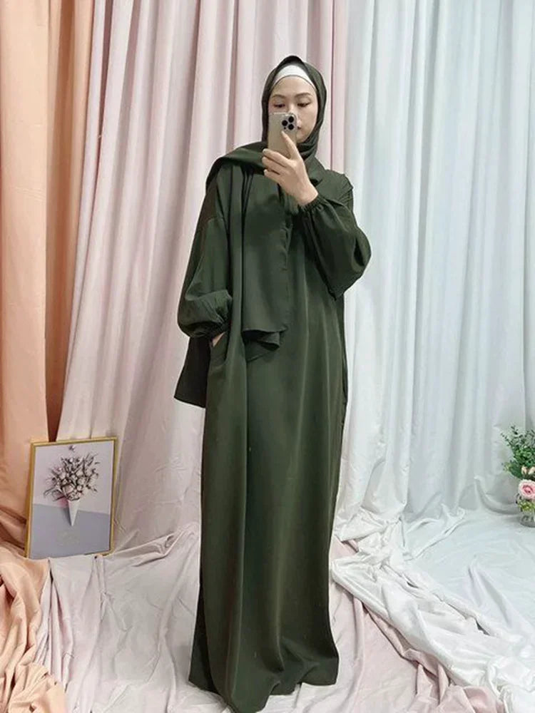 Ramadan One Piece Muslim Prayer Garment Women Hijab Abaya Maxi Dress Khimar Burqa Islamic Clothing Overhead Arab Robe