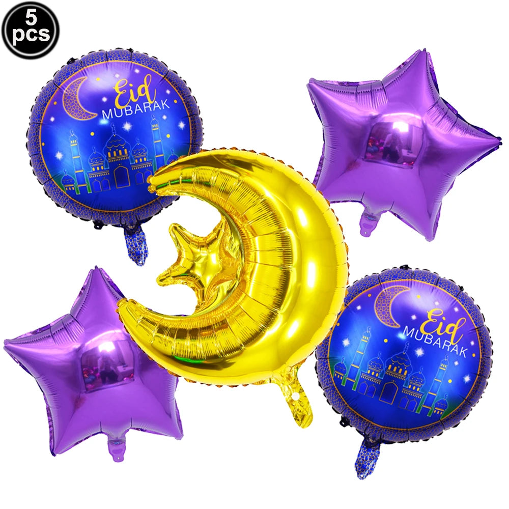 Eid Mubarak Banners Ramadan Mubarak Kareem Decorations Hanging Swirls Streamer Moon Star Party Decor lslam Muslim Party Supplies