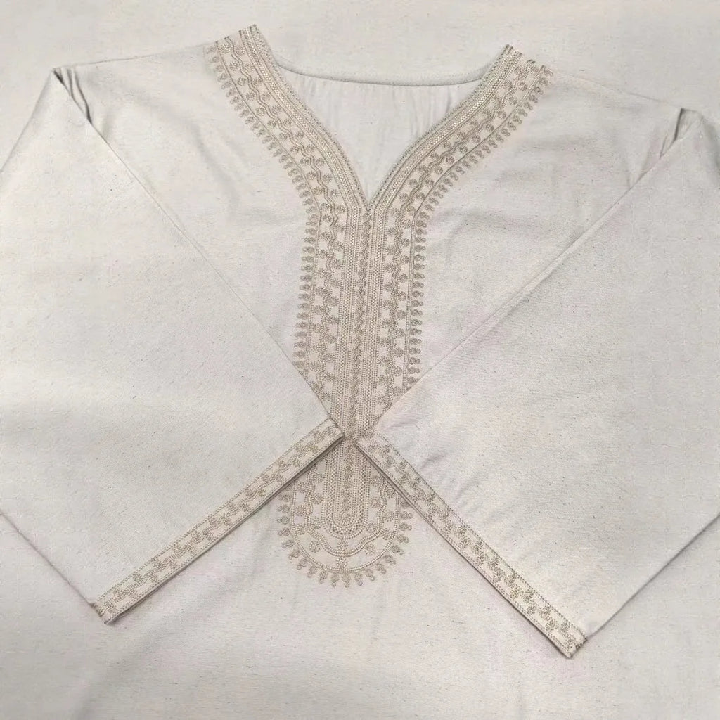 2025 New High-end Embroidered Thobe Men's Clothing Muslim Mid-sleeve Linen Robe with Pockets Ramadan Dubai Luxury Islam Elegant