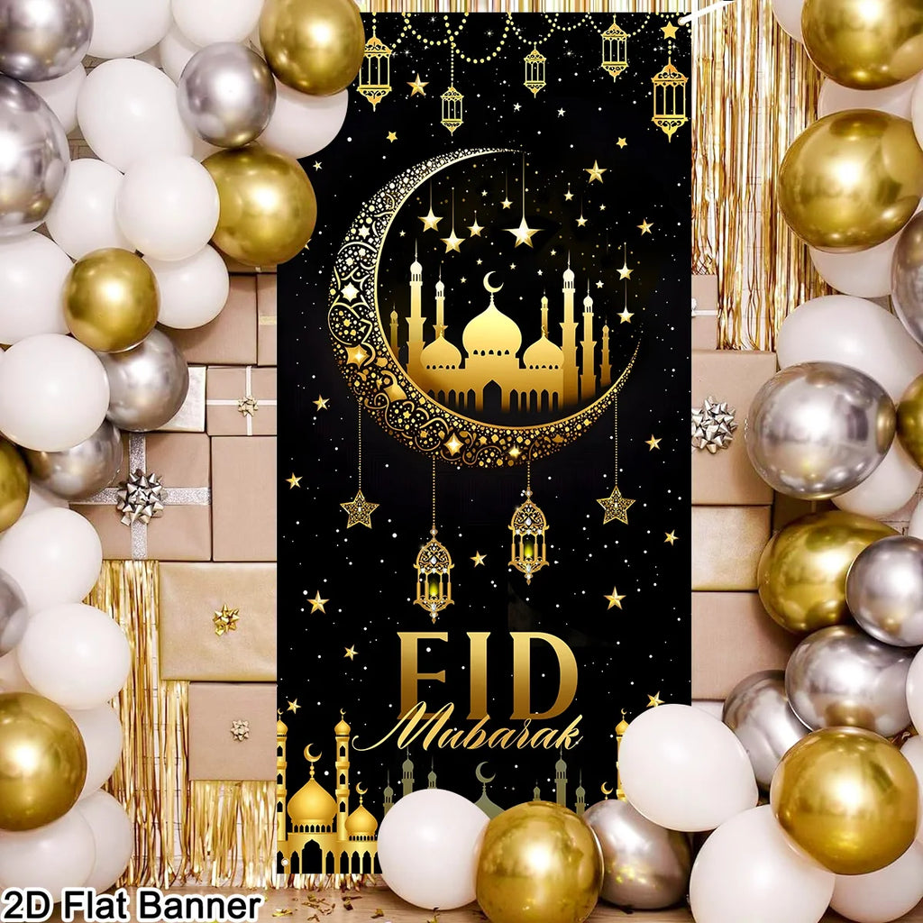 Eid & Ramadan Door Banner Hanging Flag Ramadan Decoration 2026 for Home Ramadan Kareem Ramadan Eid Muslim Party Eid Al-Fitr Gift