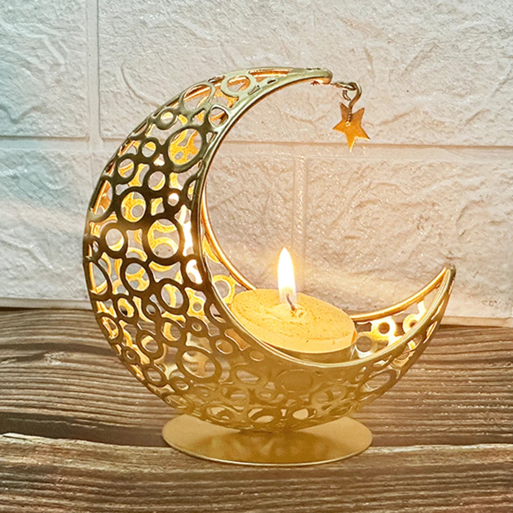 Eid Mubarak Candle Holder Moon Candle Holder Home Islamic Muslim Party Decor Ramadan Candlestick Holder Eid Mubarak Table Decor