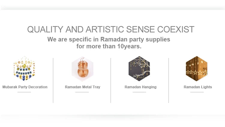 Super 2026 Ramadan Decoration Eid al-Fitr Metal Tray Modern Plate Muslim Family Table Box Decoration