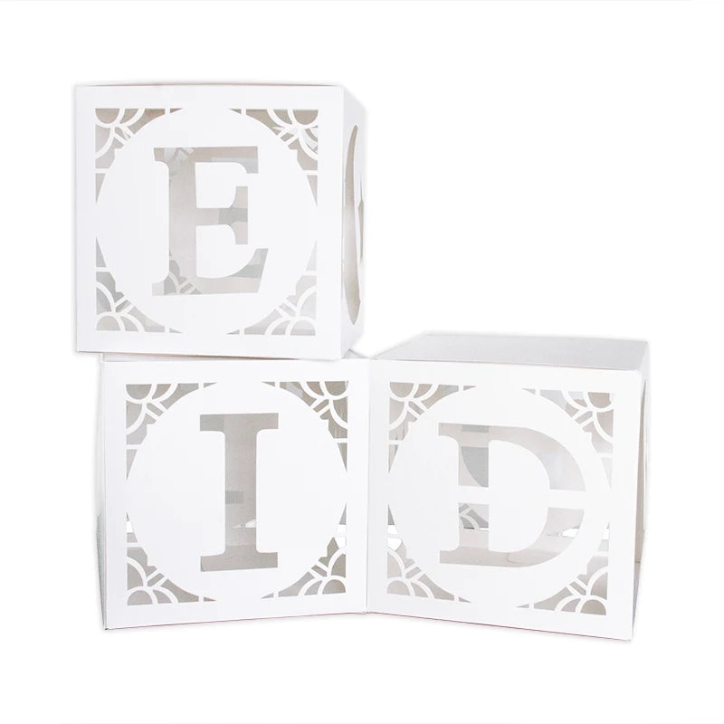 Eid Mubarak Hollow Boxes Hollow Paper Decorative Boxes Eid Balloons Boxes Eid al-Adha Ramadan Mubarak Muslim Islamic Supplies
