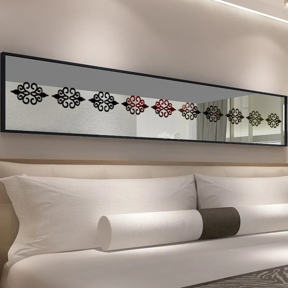 10Pcs 3D Acrylic Mirror Diagonal Lace Wall Stickers Porch Wardrobe Border Decoration Wall Decals Peel & Stick Home Decoration