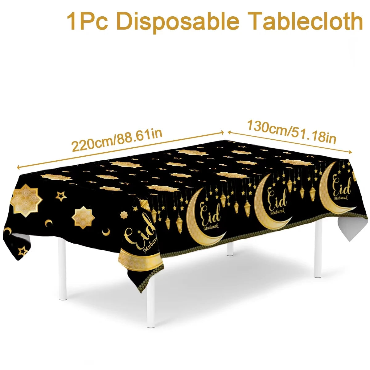 Eid Mubarak Tablecloths Ramadan Decoration for Home 2025 Islamic Muslim Party Decor Ramadan Tableware Supplies Eid Al Adha Gift