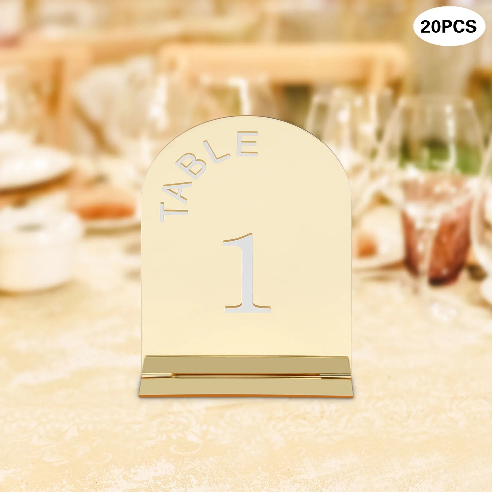 20Pcs Wedding Table Numbers Mirror Acrylic Desktop Post-it Clip with Stands for Wedding Reception, Event, Party