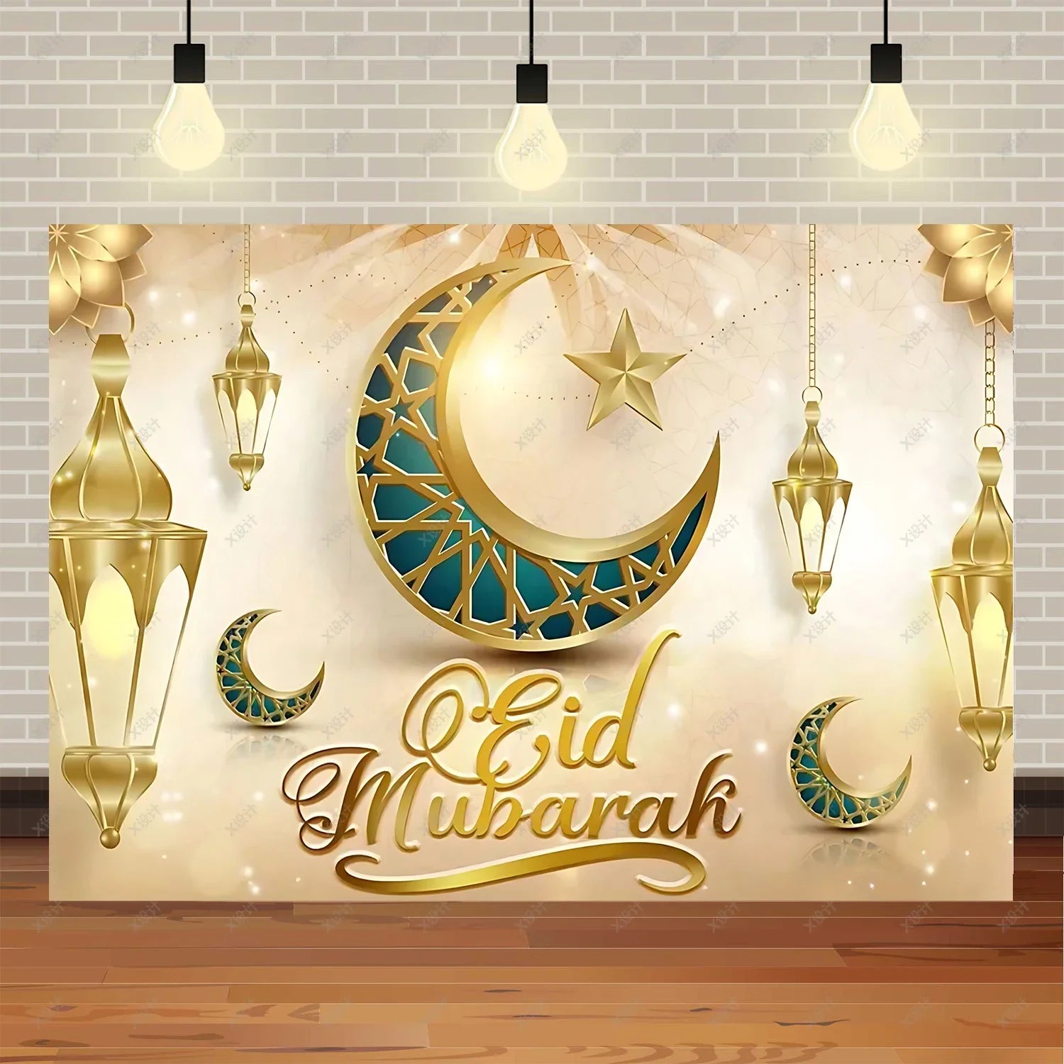Ramadan Mubarak banner background, celebrating Eid al Fitr Islamic Muslim evening party decoration banner shooting background