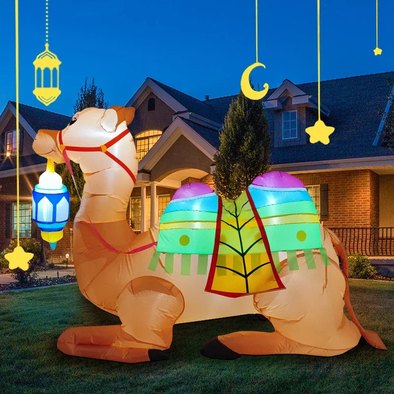 Inflatable Ramadan Decoration Eid Mubarak Muslim/Islamic Decorations Built-in LED Lights Inflatable Toys Outdoor Garden Decor