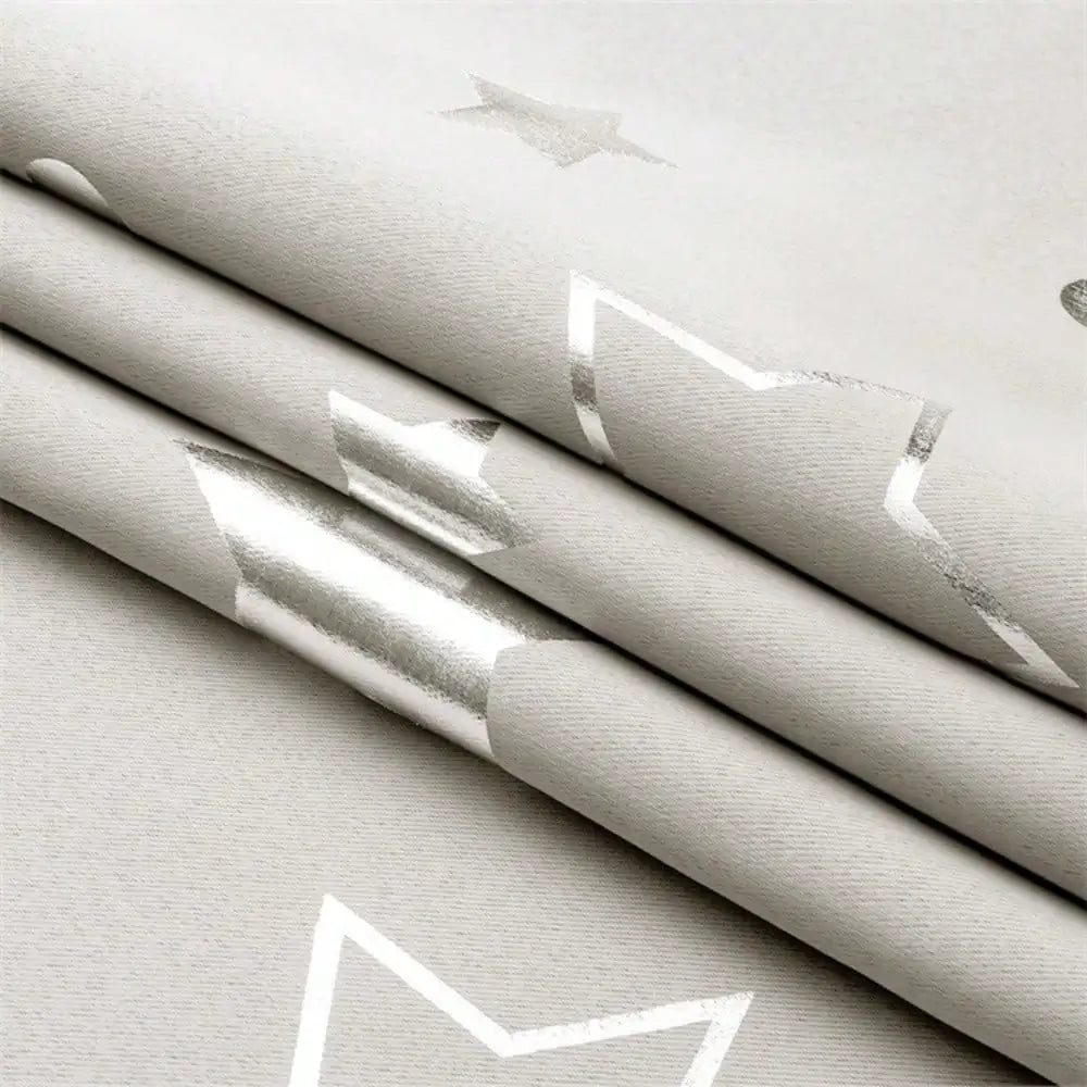 1pc Silver Pressed Star Moon Pattern Blackout Curtain, Window Curtains for Living Room, Bedroom, Kitchen, Home Decor