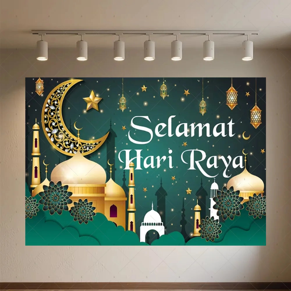 Background of The Moon Mosque Themed Party During Eid Fitr, Islamic Muslim Karim Ramadan Party Decoration Photography Background
