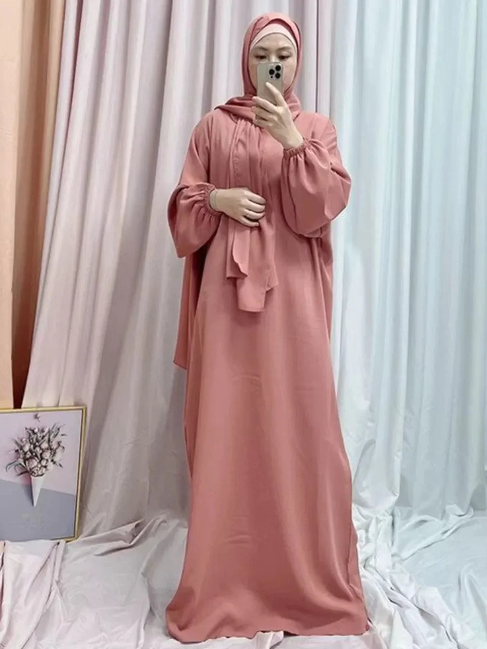 Ramadan One Piece Muslim Prayer Garment Women Hijab Abaya Maxi Dress Khimar Burqa Islamic Clothing Overhead Arab Robe