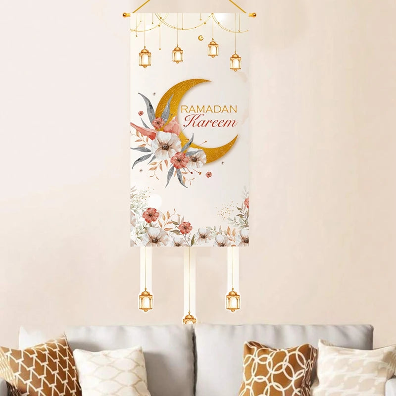 Eid Mubarak Decoration Hanging Flag Eid Mubarak Decor 2025 for Home Islamic Muslim Party Decor Ramadan Kareem Eid Al-Fitr Gift